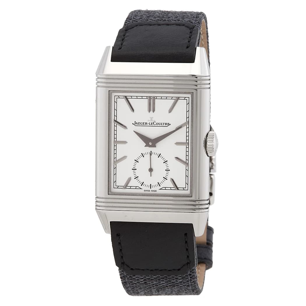 Jaeger-LeCoultre Reverso Tribute Monoface Small Seconds ref. Q713842J, silvered-grey dial, watch front