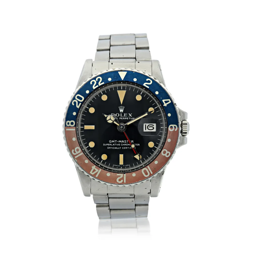 Rolex GMT-Master ref. 1675 with red-and-blue 'Pepsi' bezel, watch front