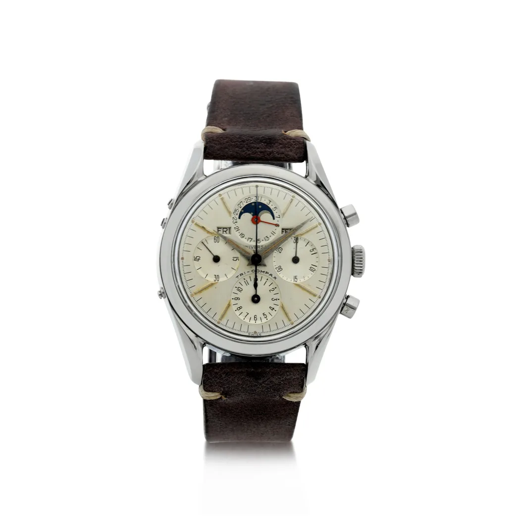 Universal Genève Tri-Compax, triple calendar moonphase chronograph, watch front