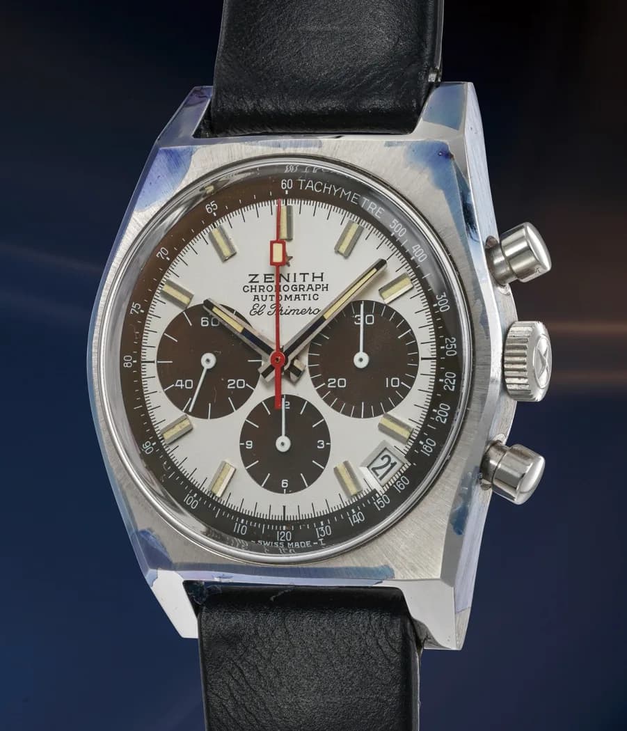 Zenith El Primero ref. A384 (white 'panda' sibling) watch front