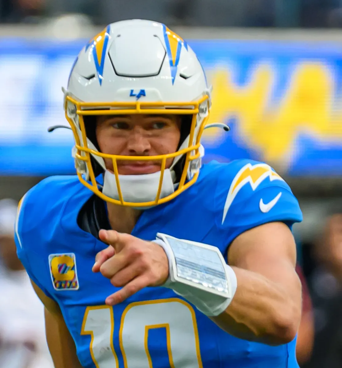 Justin Herbert before the snap
