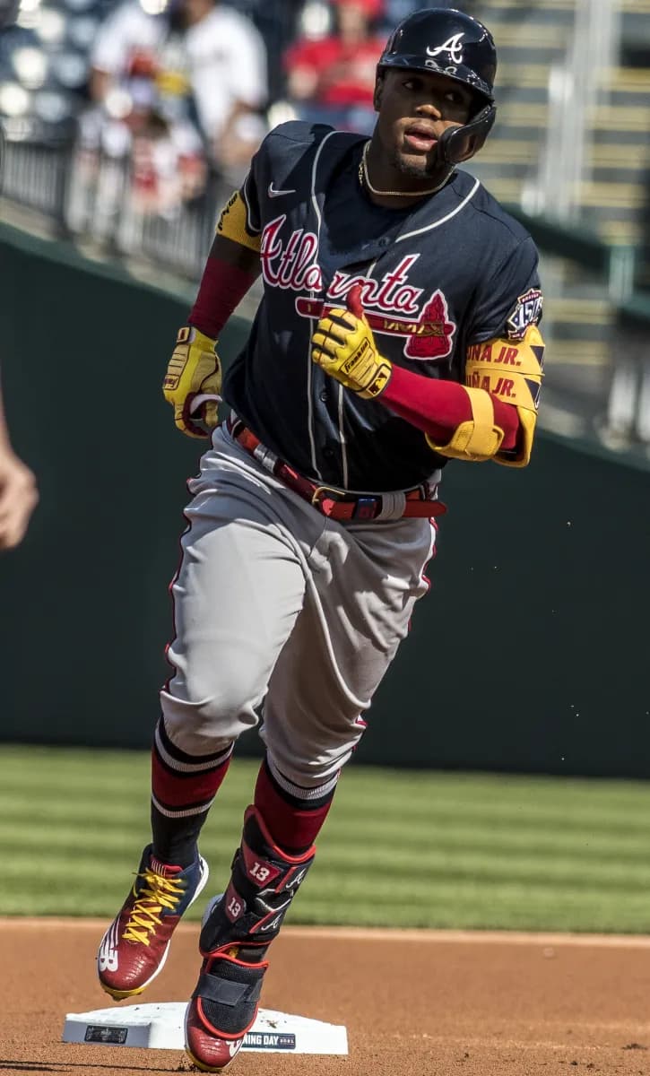 Ronald Acuña Jr. batting for the Atlanta Braves, 2021